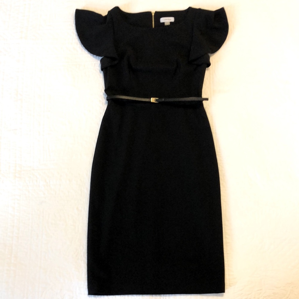 Women’s Black Calvin Klein Butterfly Sleeve Sheath Dress Size 4